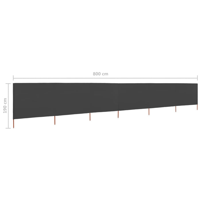 Paravento a 6 Pannelli in Tessuto 800x160 cm Antracite cod mxl 64619