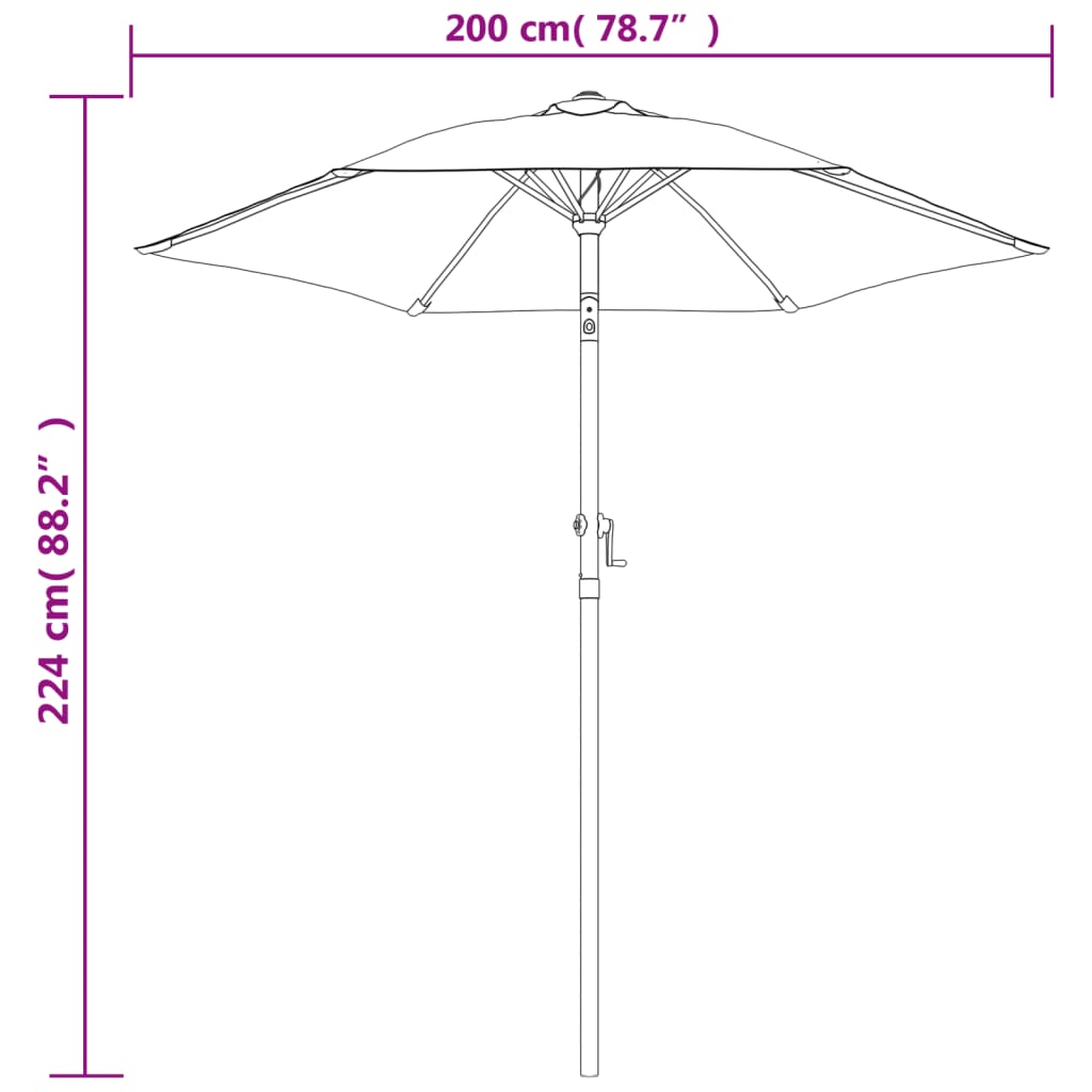 Ombrellone Verde 200x224 cm in Alluminio 47205