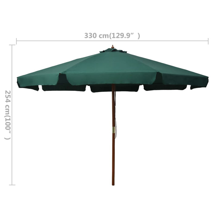 Ombrellone da Esterni con Palo in Legno 330 cm Verde cod mxl 55293