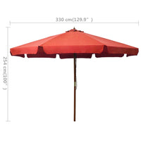 Ombrellone da Esterni con Palo in Legno 330 cm Terracotta cod mxl 66557