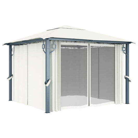 Gazebo con Tenda 300 x 300 cm Crema Alluminio 48042