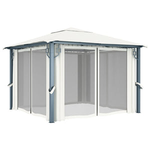 Gazebo con Tenda 300 x 300 cm Crema Alluminio 48042