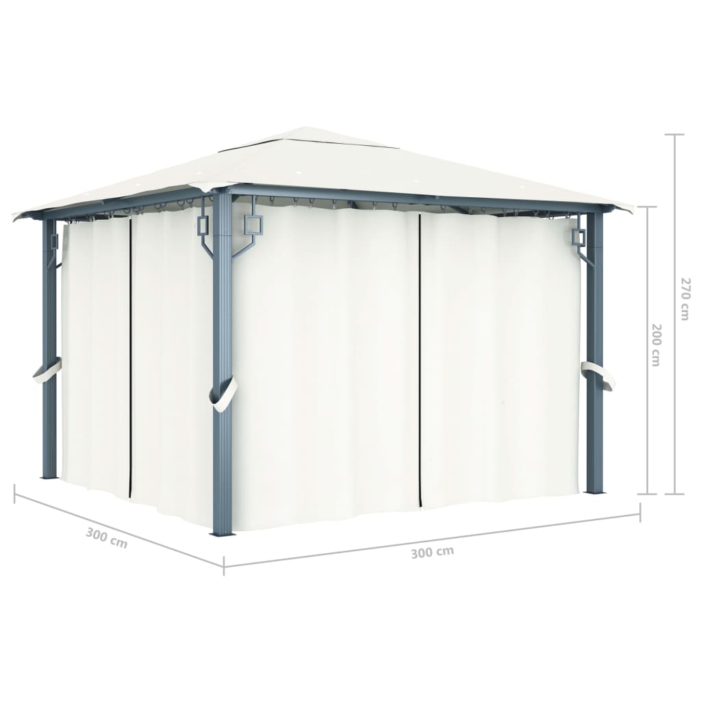 Gazebo con Tenda 300 x 300 cm Crema Alluminio 48042