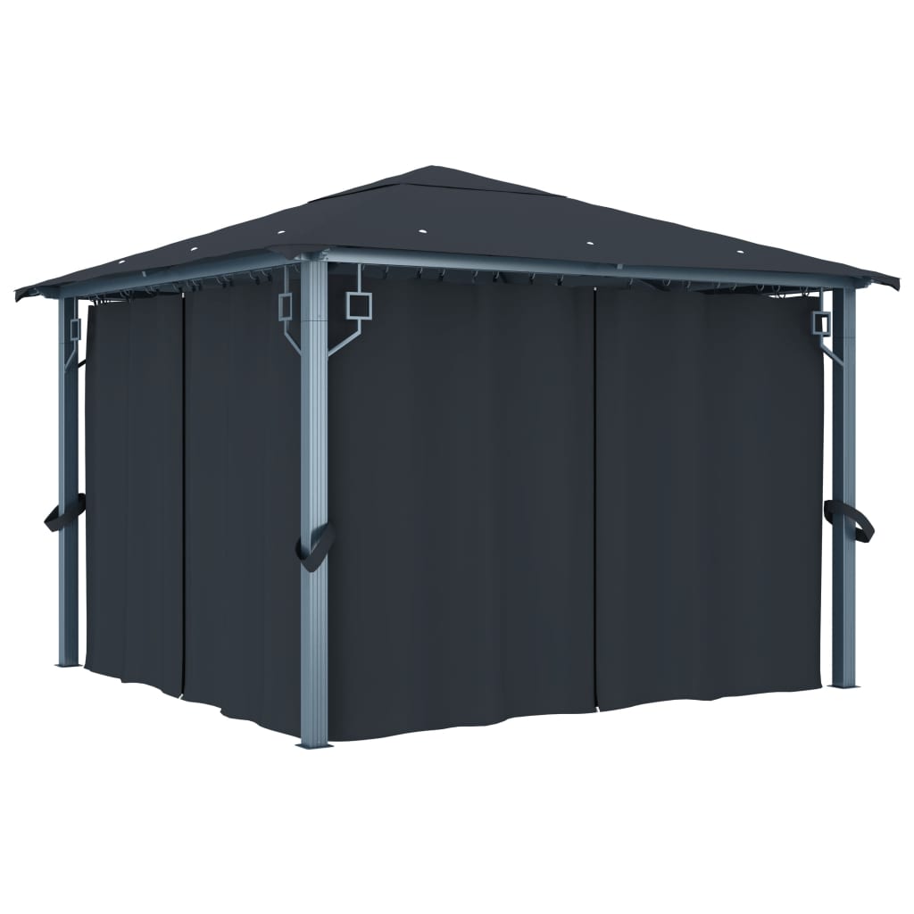 Gazebo con Tenda 300 x 300 cm Antracite Alluminio 48043