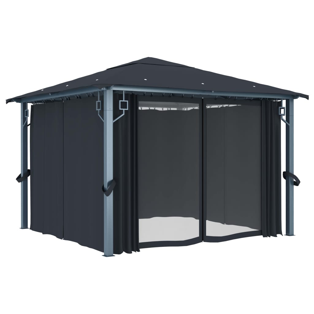 Gazebo con Tenda 300 x 300 cm Antracite Alluminio 48043