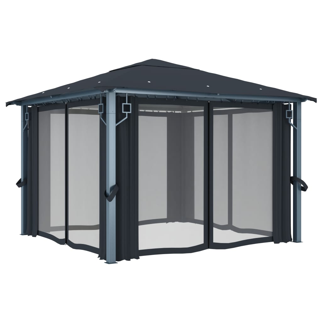 Gazebo con Tenda 300 x 300 cm Antracite Alluminio 48043