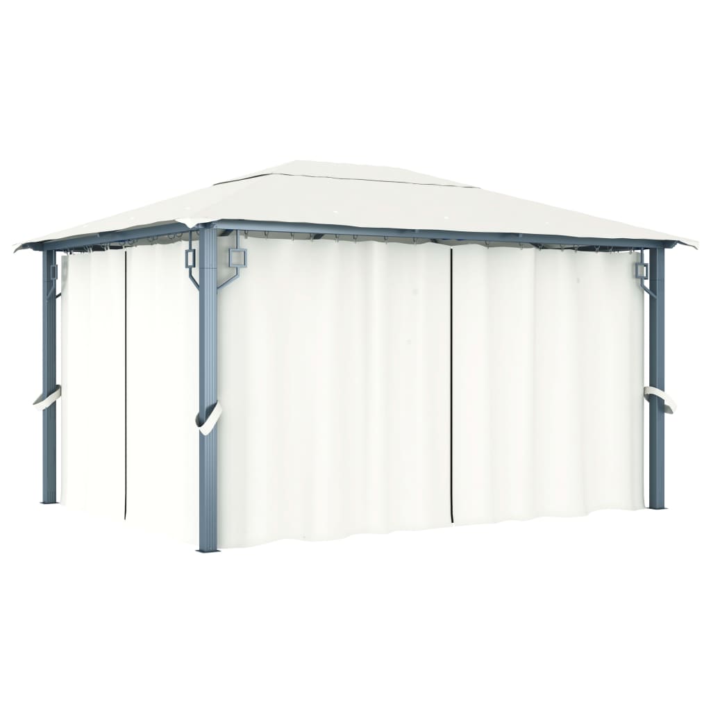 Gazebo con Tenda 400 x 300 cm Crema Alluminio 48044