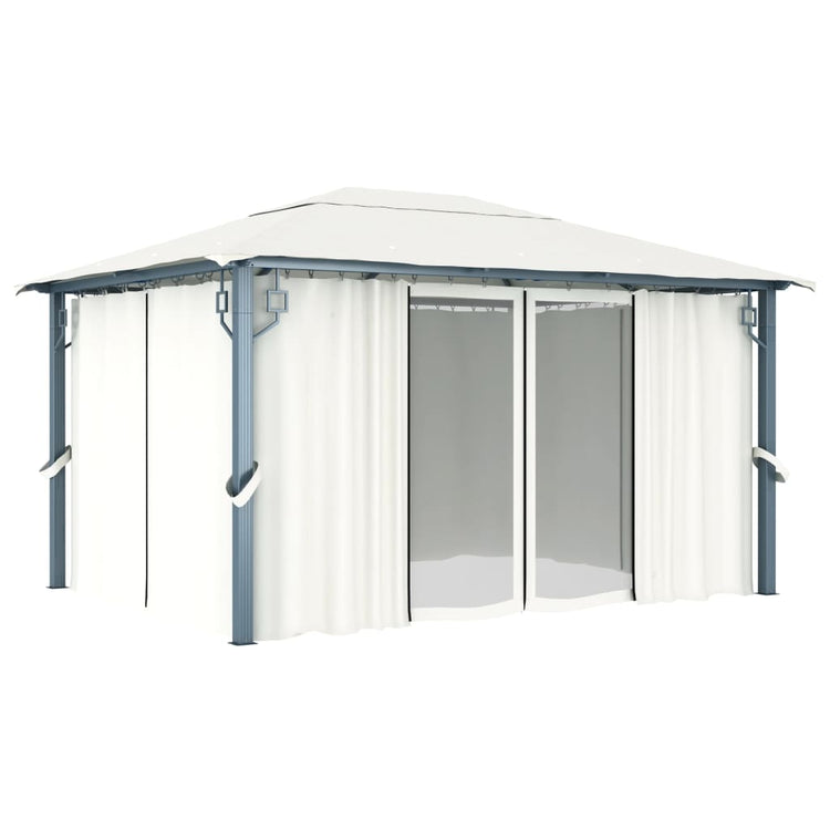 Gazebo con Tenda 400 x 300 cm Crema Alluminio 48044