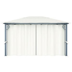 Gazebo con Tenda 400 x 300 cm Crema Alluminio 48044