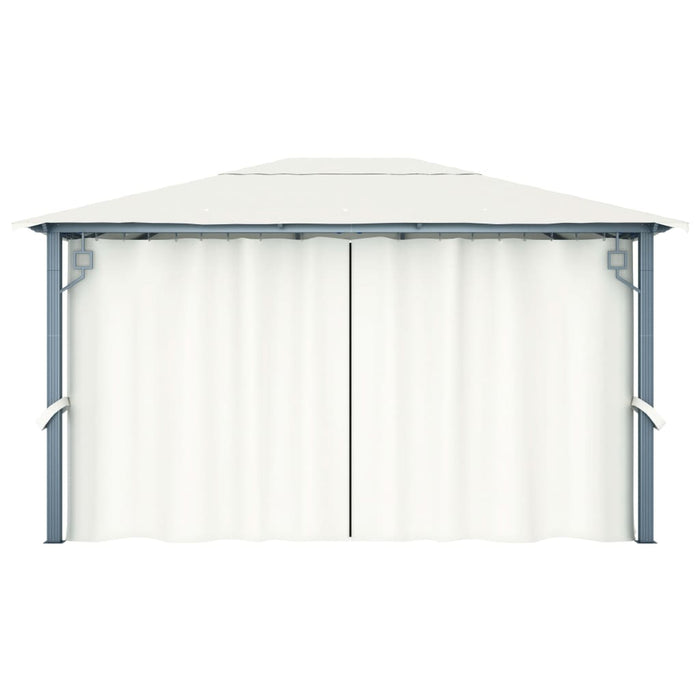 Gazebo con Tenda 400 x 300 cm Crema Alluminio 48044