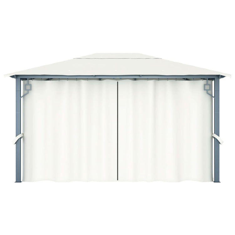 Gazebo con Tenda 400 x 300 cm Crema Alluminio 48044