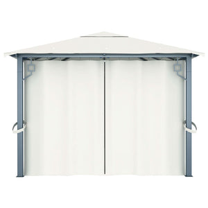 Gazebo con Tenda 400 x 300 cm Crema Alluminio 48044