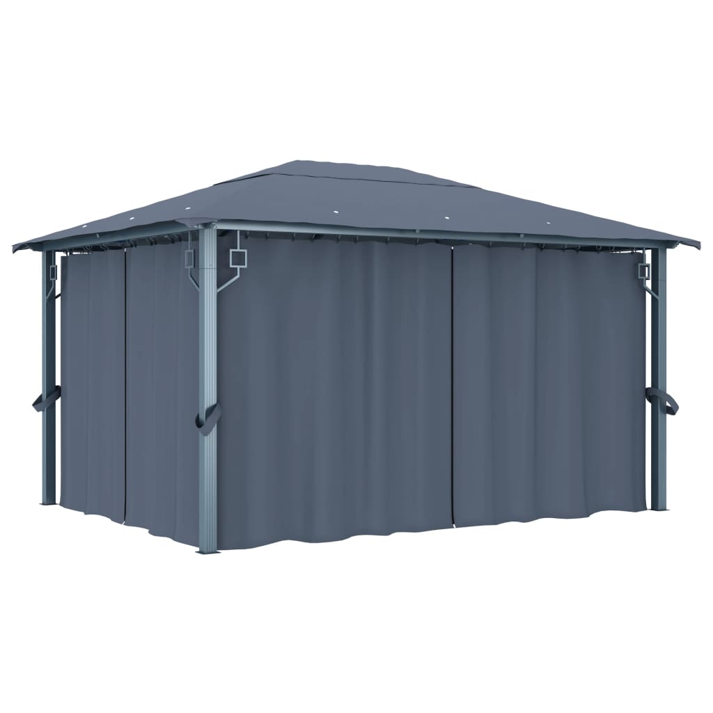 Gazebo con Tenda 400 x 300 cm Antracite Alluminio cod mxl 66253