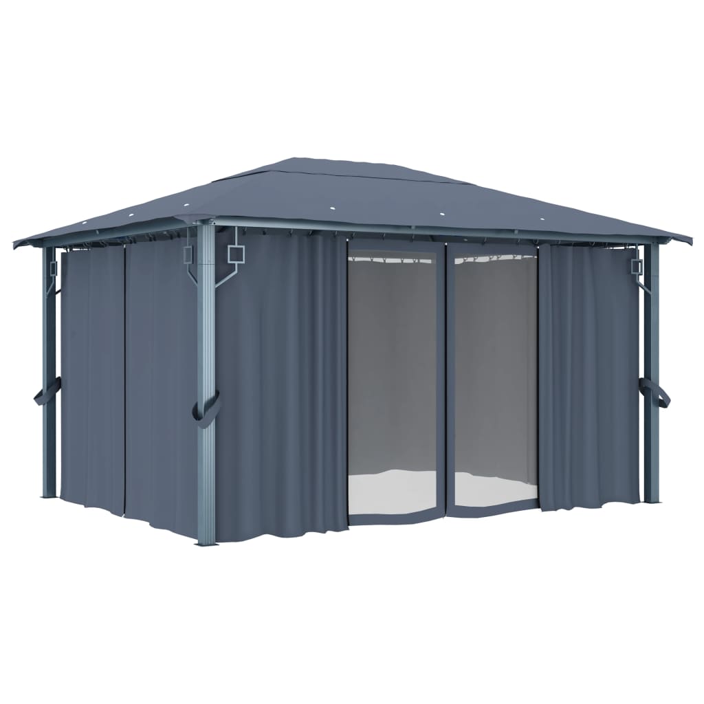 Gazebo con Tenda 400 x 300 cm Antracite Alluminio cod mxl 66253