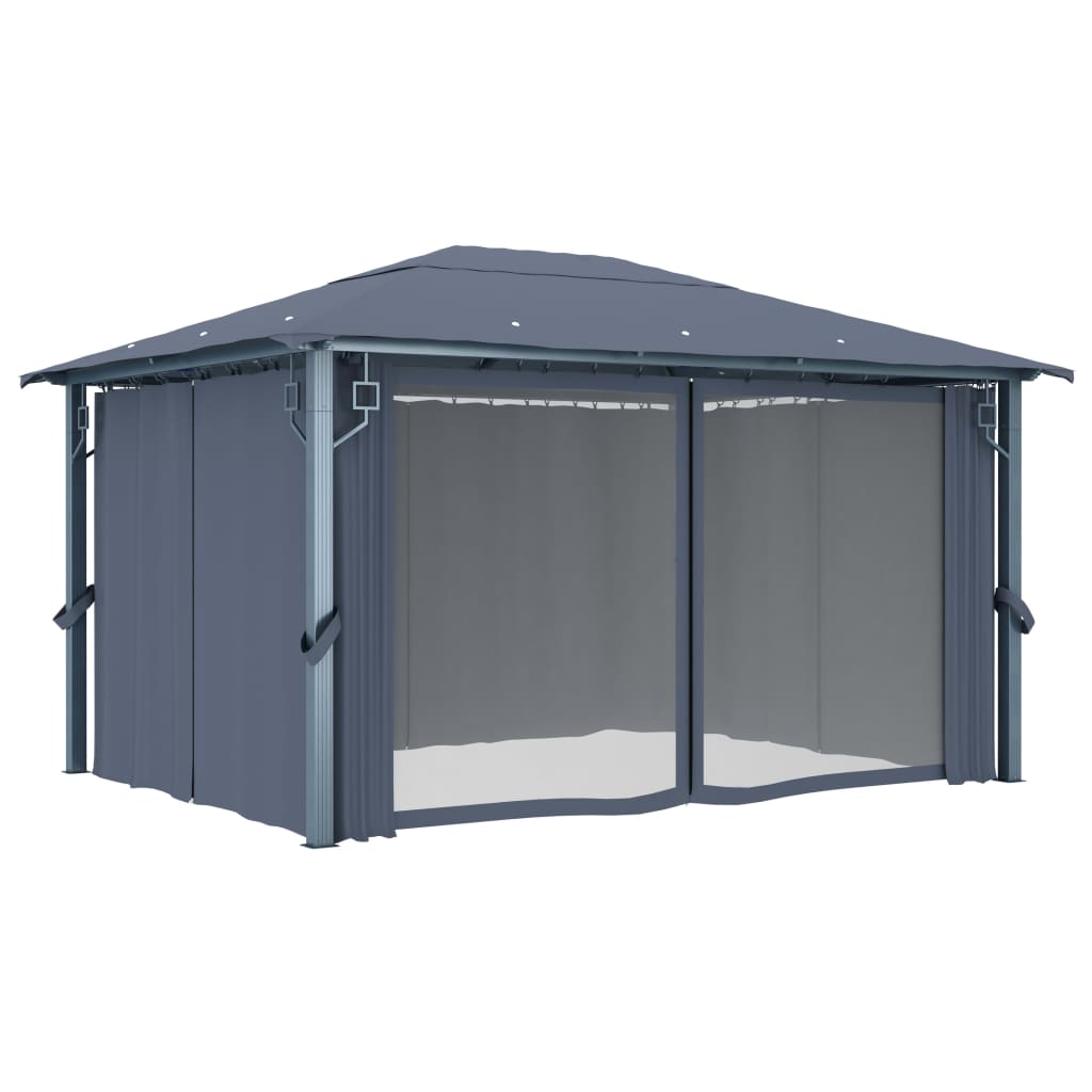 Gazebo con Tenda 400 x 300 cm Antracite Alluminio cod mxl 66253