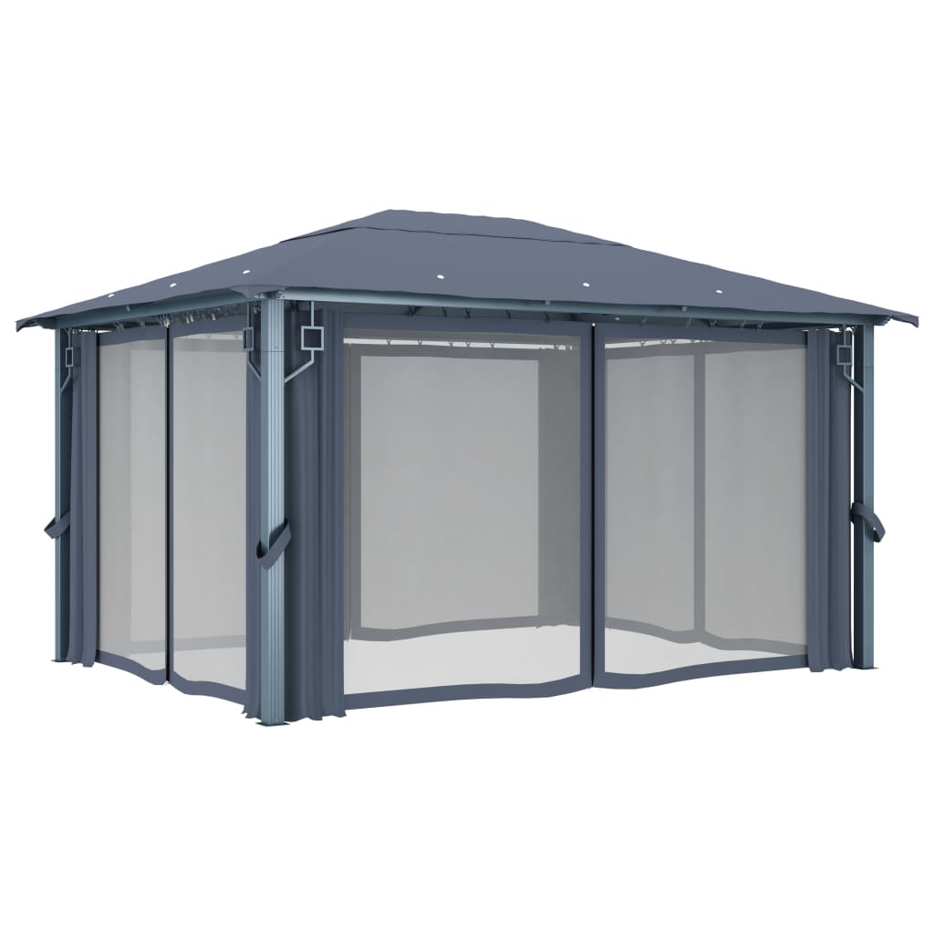 Gazebo con Tenda 400 x 300 cm Antracite Alluminio cod mxl 66253