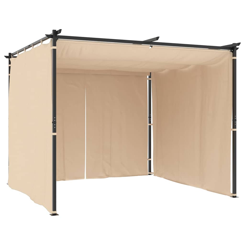 Gazebo con Tende 3x3 m Crema in Acciaio 48050