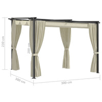 Gazebo con Tende 3x3 cm Crema in Acciaio cod mxl 66287