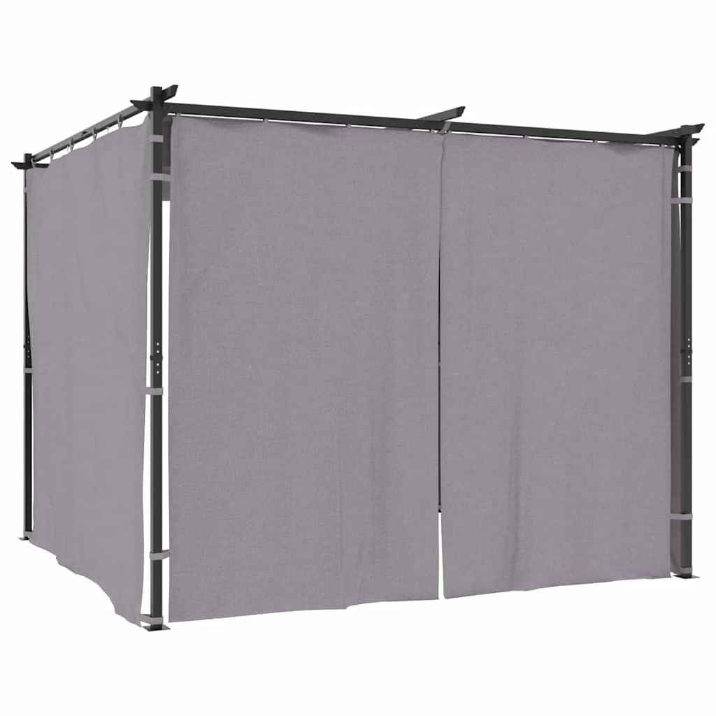 Gazebo con Tende 3x3 m Antracite in Acciaio 48051