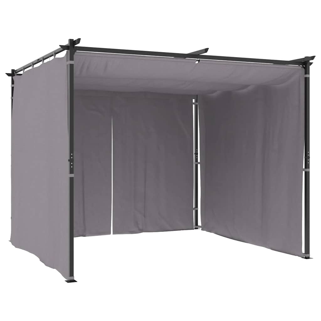 Gazebo con Tende 3x3 m Antracite in Acciaio 48051