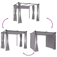 Gazebo con Tende 3x3 m Antracite in Acciaio 48051