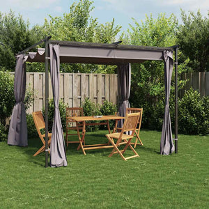 Gazebo con Tende 3x3 m Antracite in Acciaio 48051