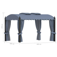 Gazebo con Tende 3x4 cm Antracite in Acciaio 48056