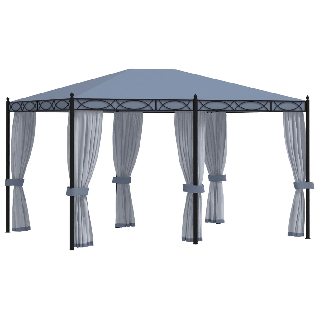 Gazebo con Schermi a Rete 3x4 cm Antracite in Acciaio cod mxl 66012