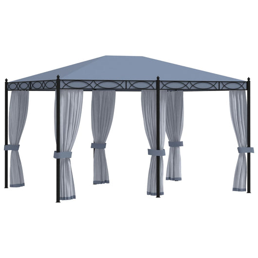 Gazebo con Schermi a Rete 3x4 cm Antracite in Acciaio 48057