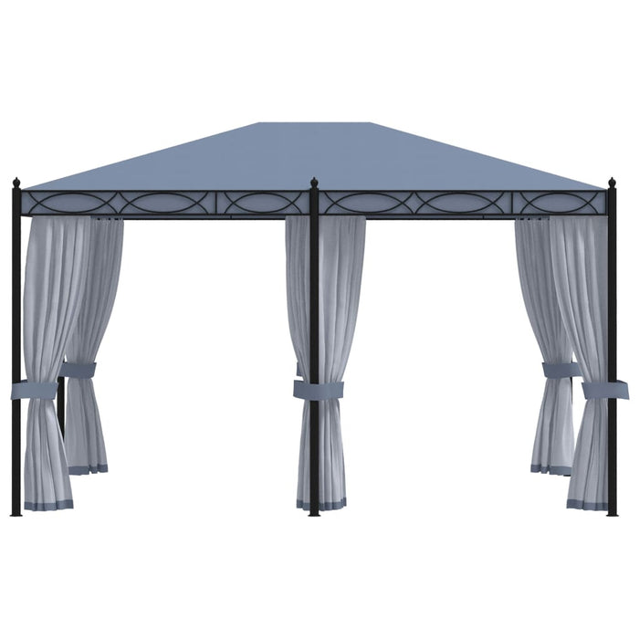 Gazebo con Schermi a Rete 3x4 cm Antracite in Acciaio cod mxl 66012