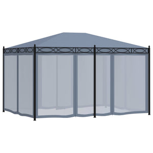 Gazebo con Schermi a Rete 3x4 cm Antracite in Acciaio cod mxl 66012