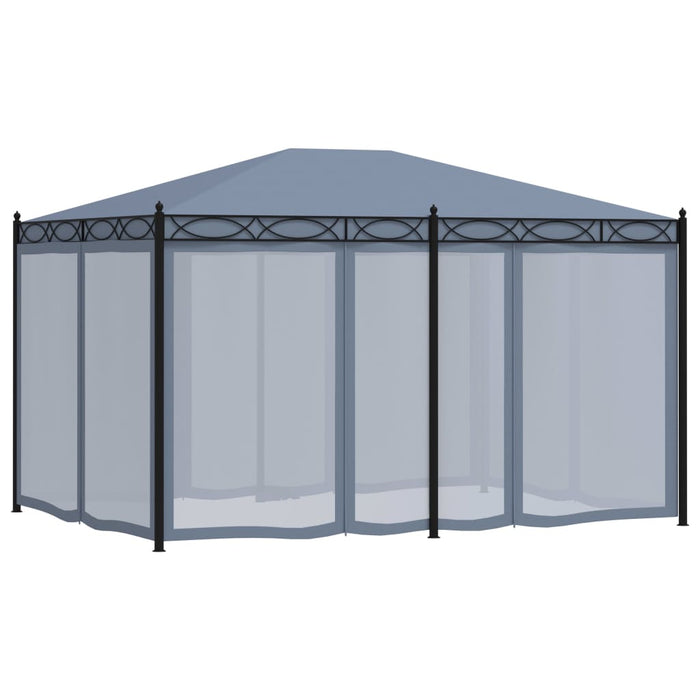 Gazebo con Schermi a Rete 3x4 cm Antracite in Acciaio cod mxl 66012