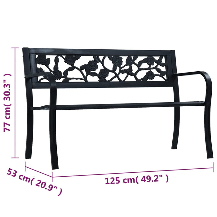 Panchina da Giardino 125 cm Nera in Acciaio  cod mxl 45679