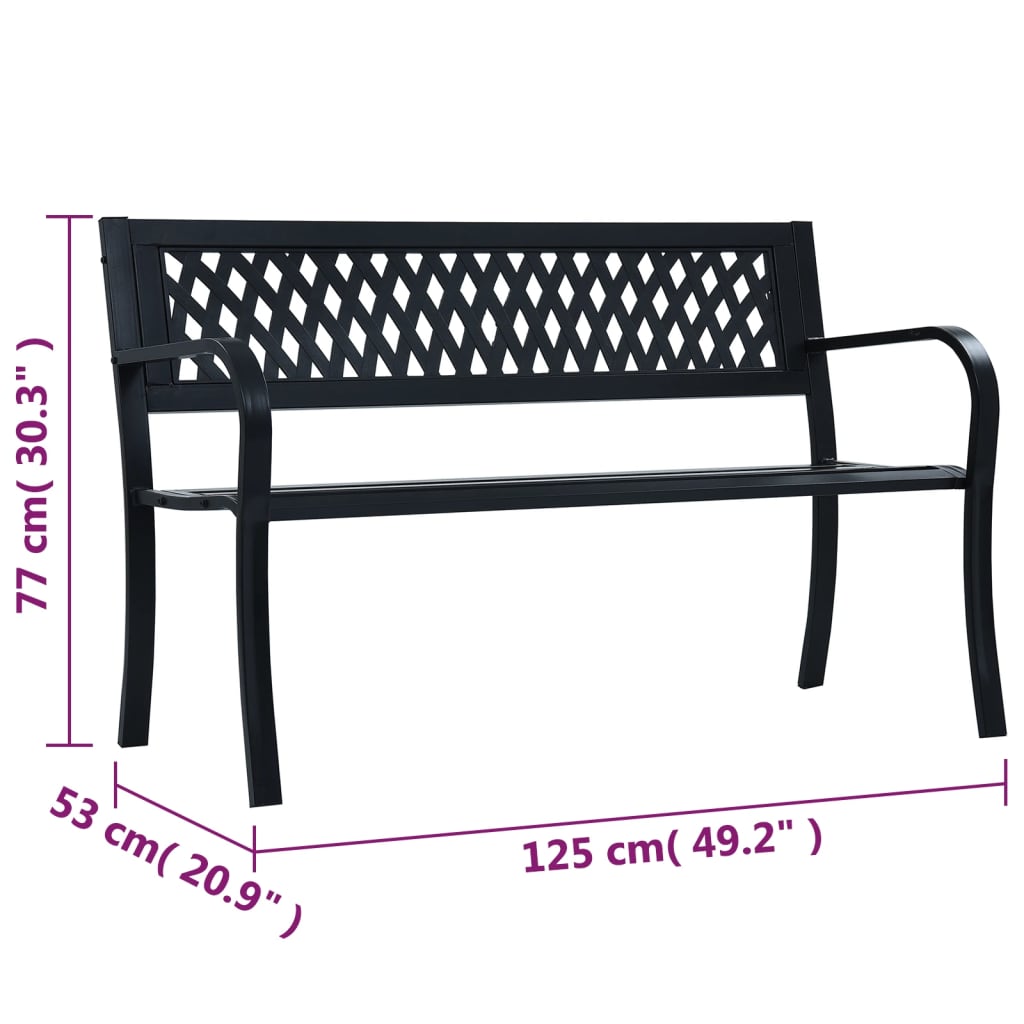 Panchina da Giardino 125 cm Nera in Acciaio  cod mxl 45773