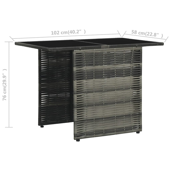 Set da Bistrot 3 pz con Cuscini in Polyrattan Grigio