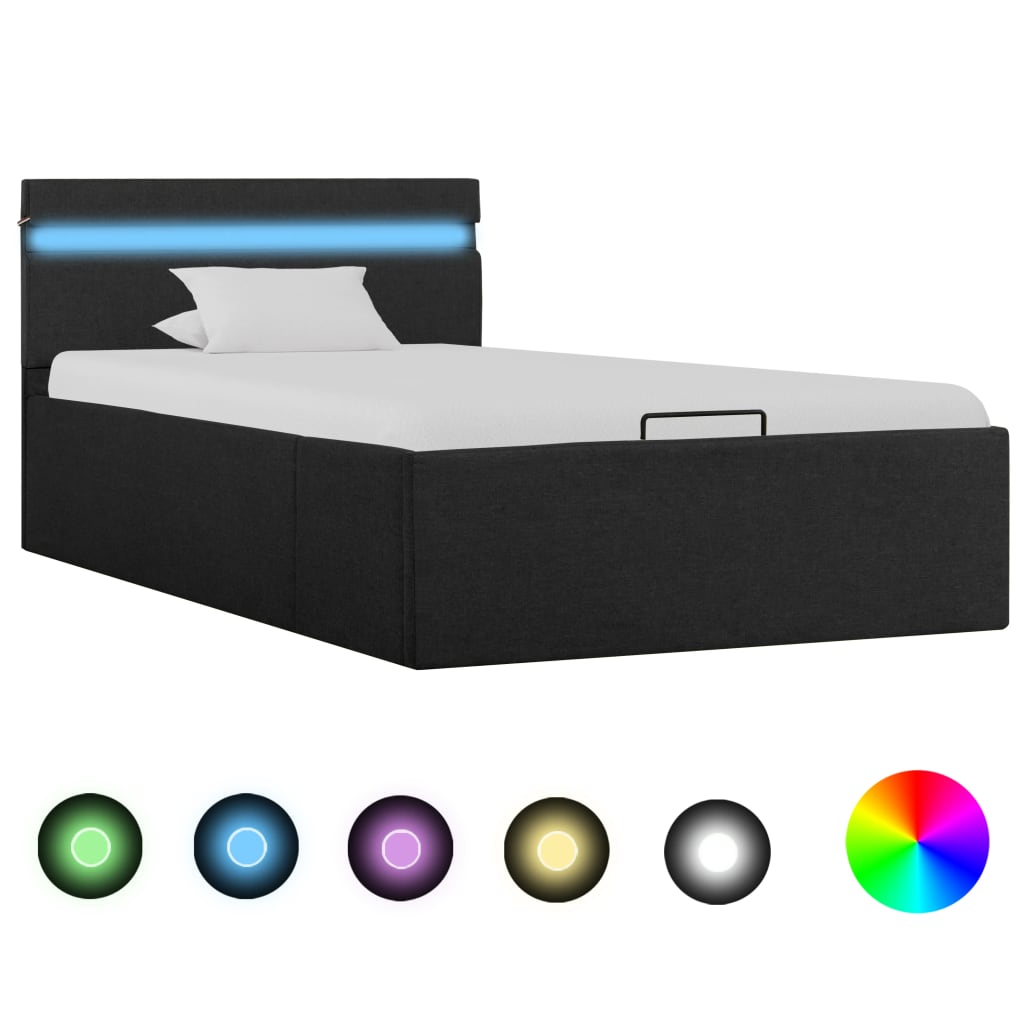 Letto Idraulico Contenitore LED Grigio Scuro Tessuto 100x200cm  cod mxl 58253