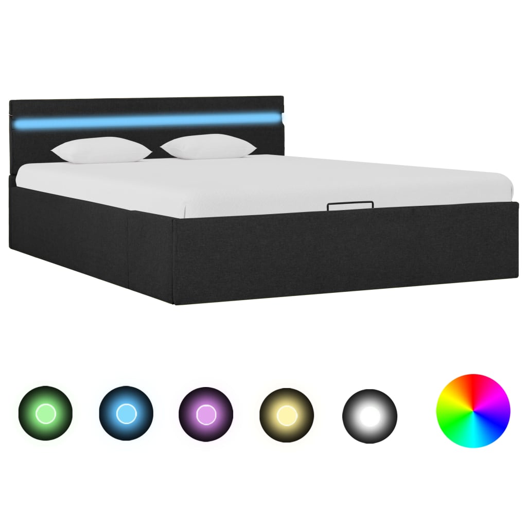 Letto Idraulico Contenitore LED Grigio Scuro Tessuto 140x200cm  cod mxl 63650