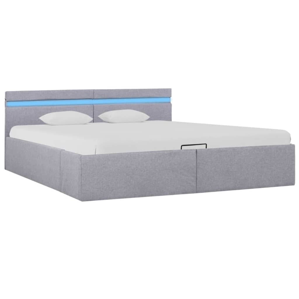 Letto Idraulico Contenitore LED Grigio Chiaro Tessuto 180x200cm  cod mxl 63590