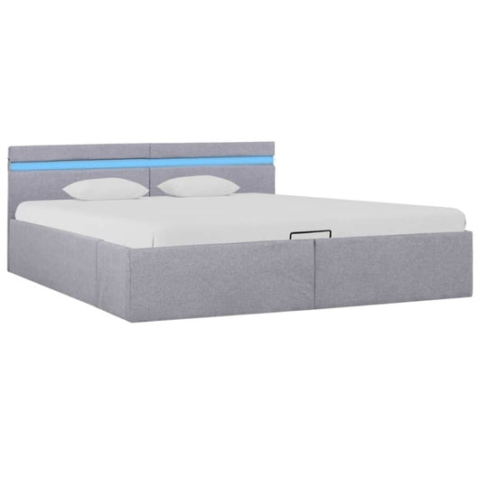 Letto Idraulico Contenitore LED Grigio Chiaro Tessuto 180x200cm  cod mxl 63590