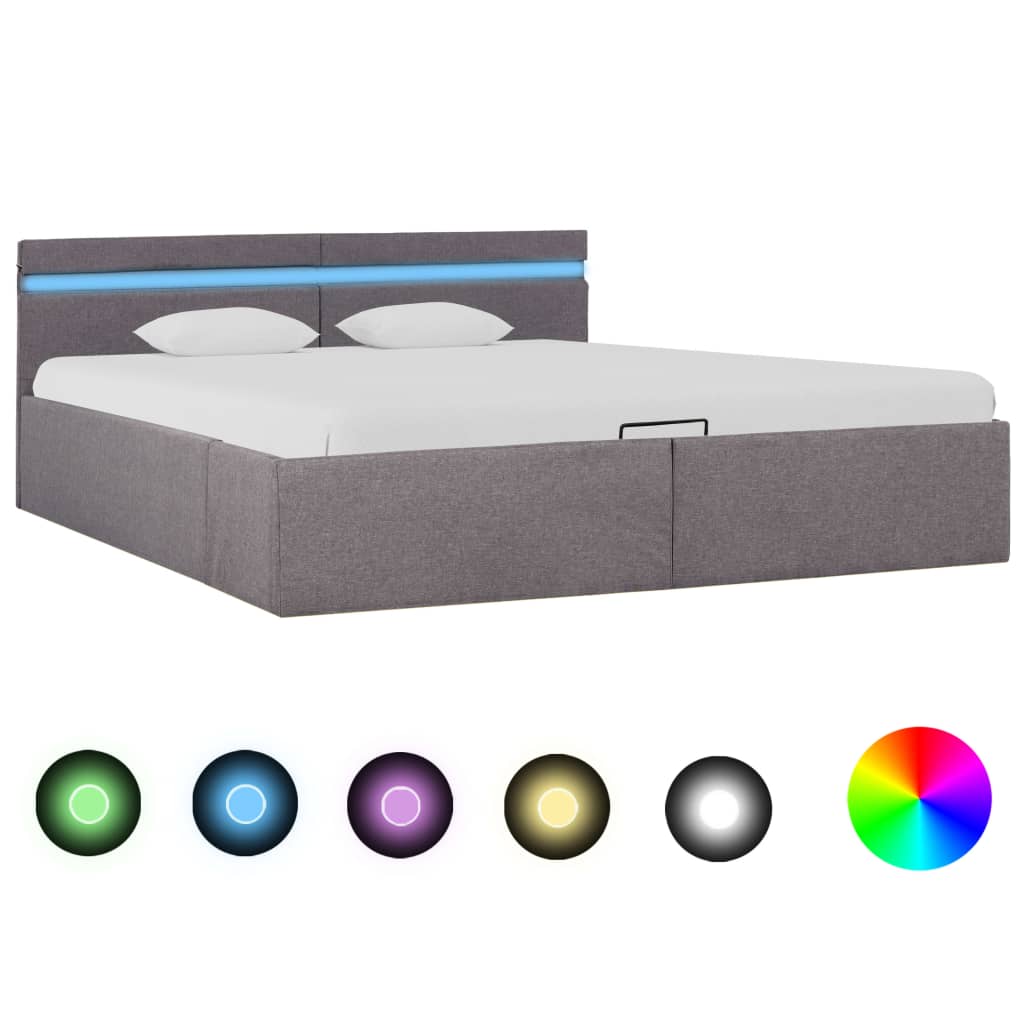 Letto Idraulico Contenitore LED Grigio Talpa Tessuto 160x200cm  cod mxl 61703