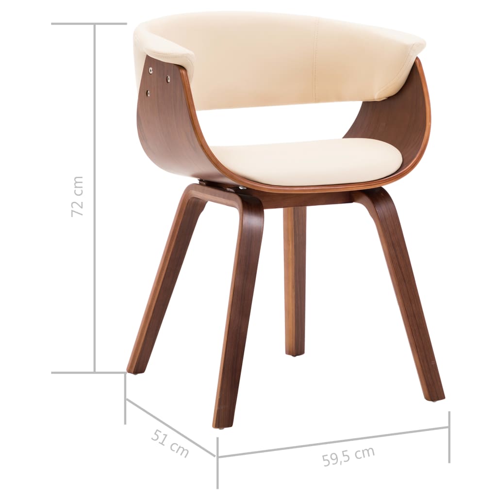 Sedie da Pranzo 2 pz in Legno Curvato e Similpelle Crema 278724