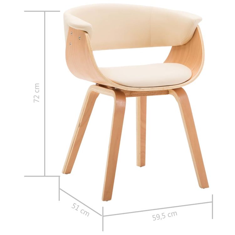 Sedie da Pranzo 2 pz in Legno Curvato e Similpelle Crema 278730