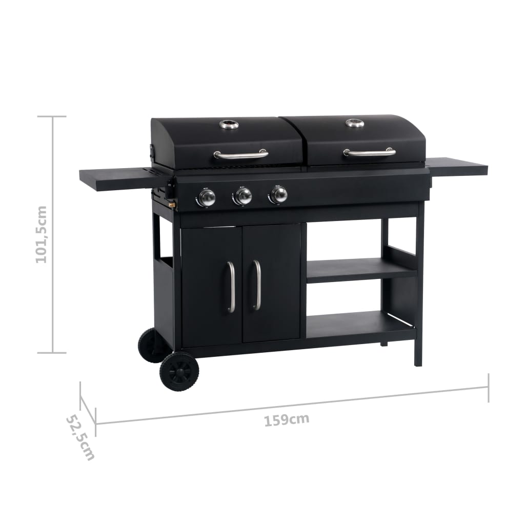 Barbecue Combinato Carbone e Gas 3 Fuochi cod mxl 13925