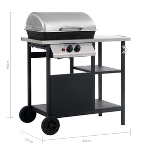 Barbecue e Griglia a Gas a 3 Ripiani Tavolinetto Nero e Argento 47392