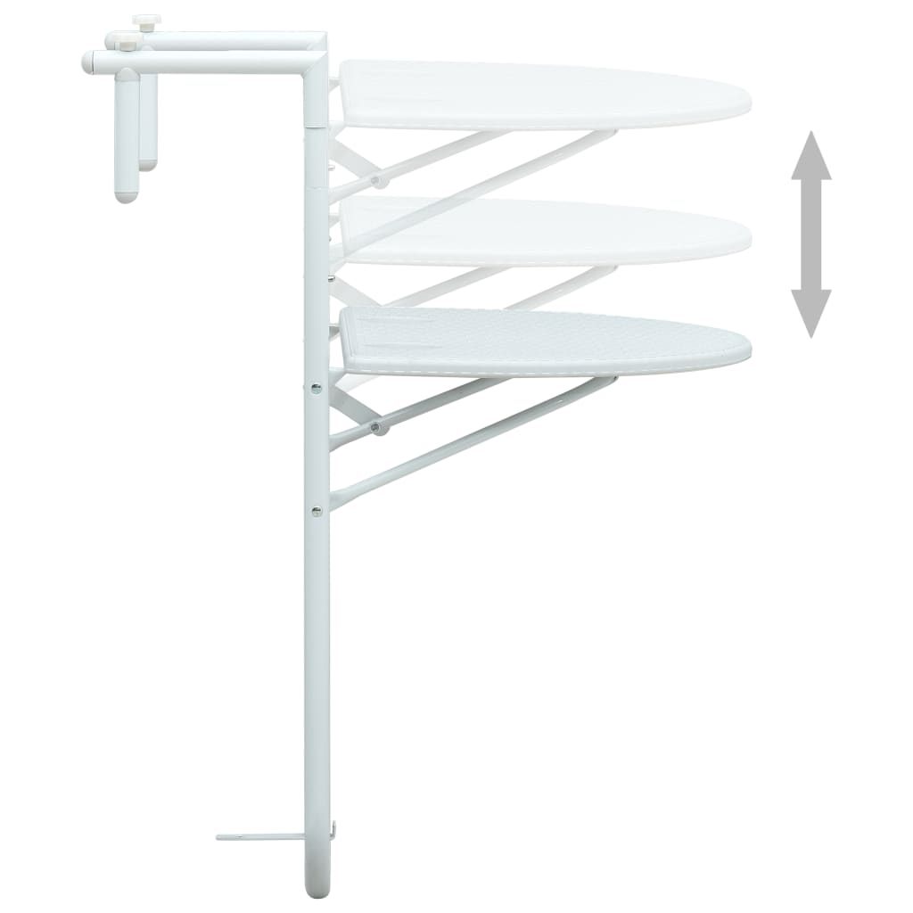 Tavolo da Balcone Pensile Bianco 60x64x83,5cm Plastica Rattan 47893