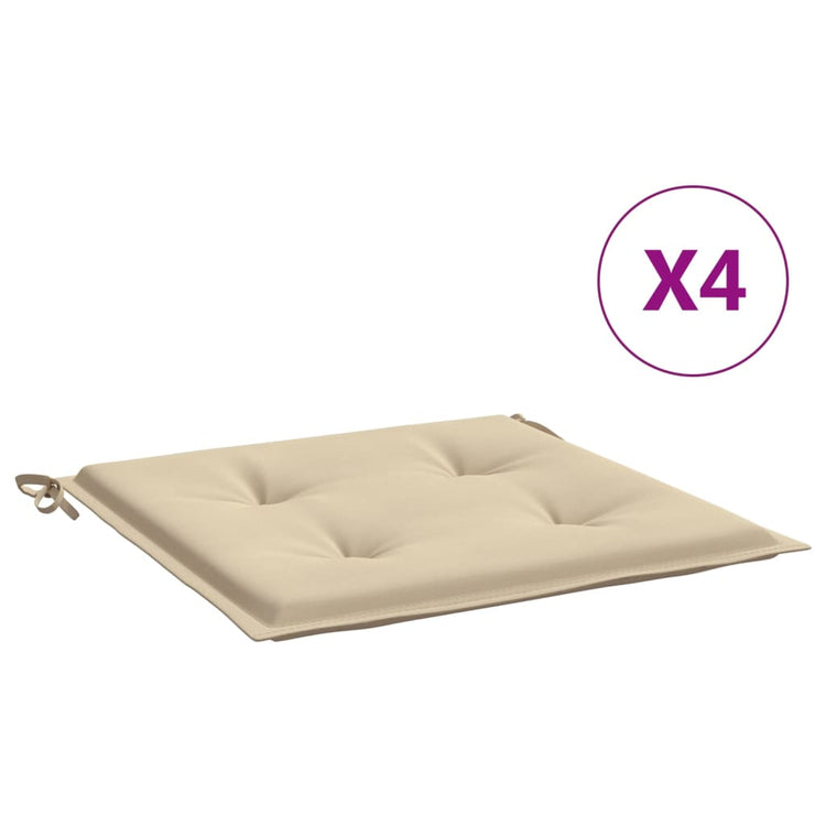 Cuscini per Sedia 4 pz Beige 40x40x3 cm in Tessuto Oxford 47596