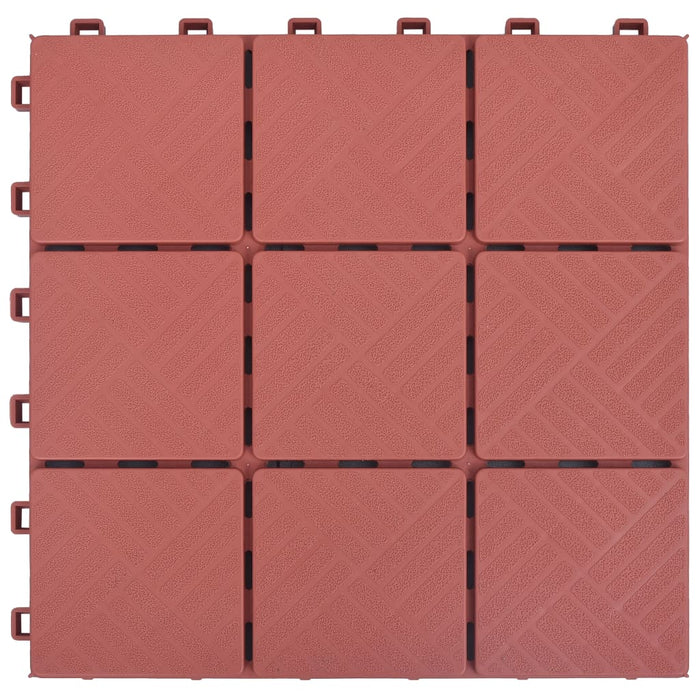 Piastrelle per Decking 10 pz Rosse 30,5x30,5 cm in Plastica 48230