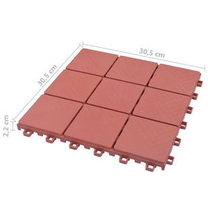 Piastrelle per Decking 10 pz Rosse 30,5x30,5 cm in Plastica 48230