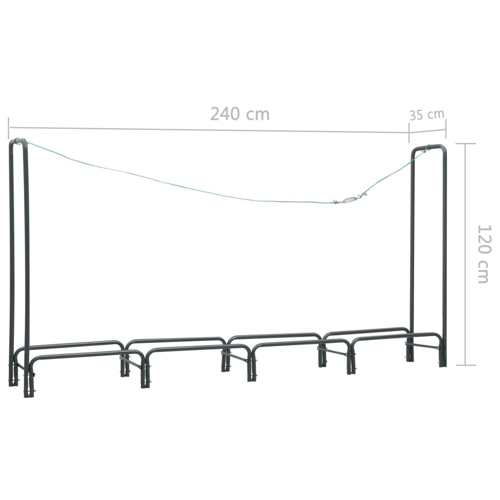 Rastrelliera per Legna da Ardere Antracite 240x35x120cm Acciaio 286291