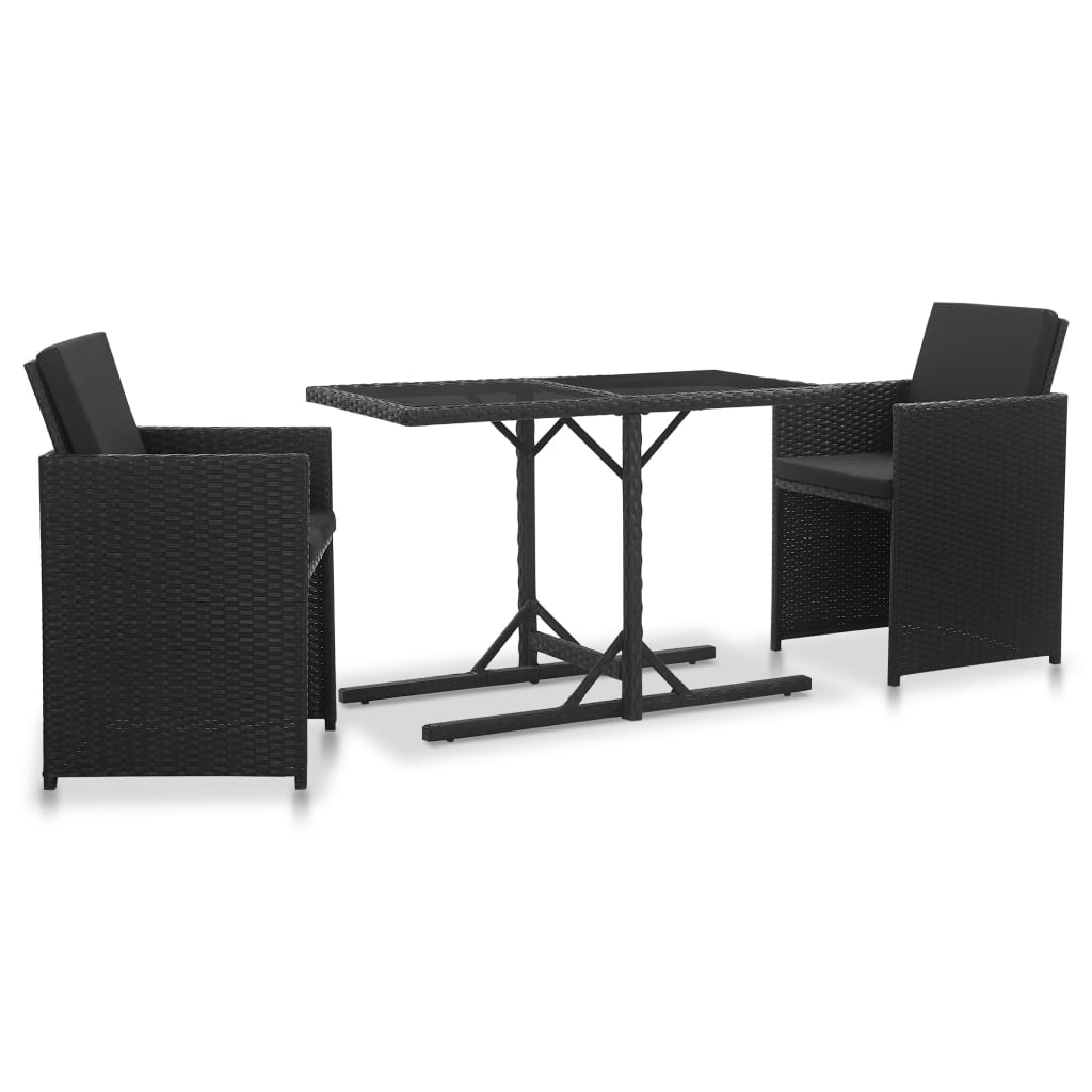 Set da Pranzo da Giardino 9 pz con Cuscini in Polyrattan Nero  cod mxl 35157